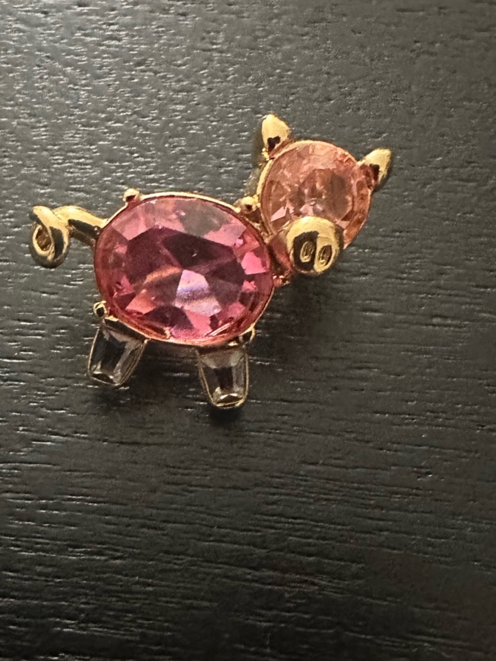 Joan Rivers Pink & Clear Stones Pig